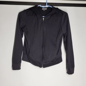 Black Fitted Zip-Up Jacket with Hood